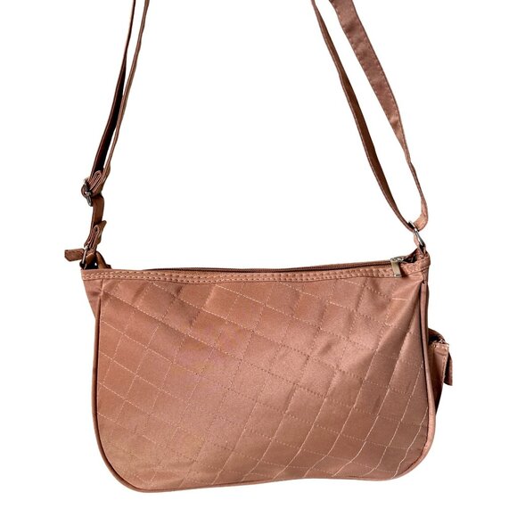 Light Brown Quilted Pocket Shoulder Bag With Adjustable Strap & Zip Closures - Picture 7 of 10